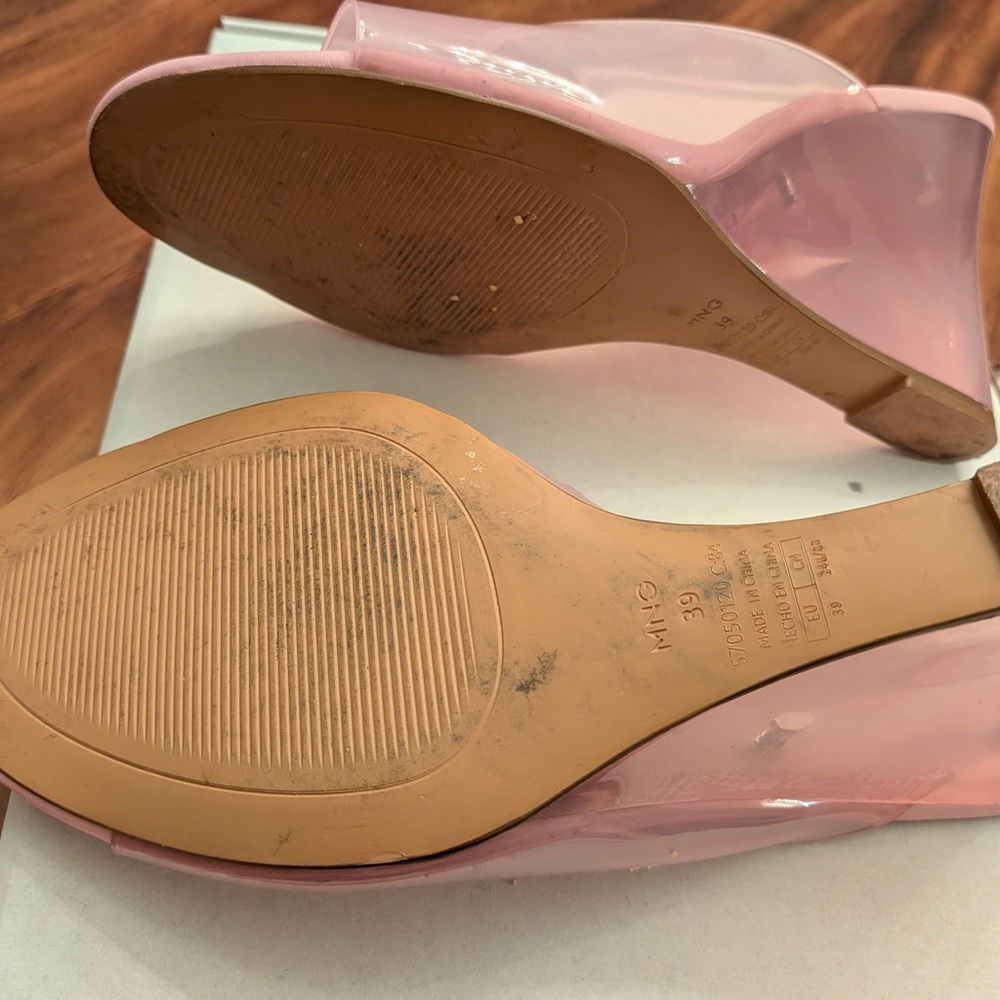 MANGO Pink Clear Wedge Slide Sandals Size 39 (US 8) - Picture 5 of 6